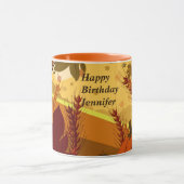 Herbstwald Herbstlaub Tasse Cup Geburtstagsgeschen (Zentrum)