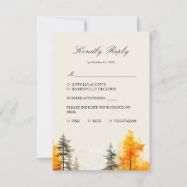 Herbstwald, Herbstwald, Pinienbäume RSVP-Karte RSVP Karte