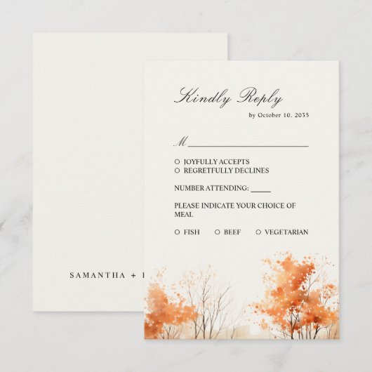 Herbstwald, Herbstwaldhochzeit RSVP Card Karte (Vorne/Hinten)
