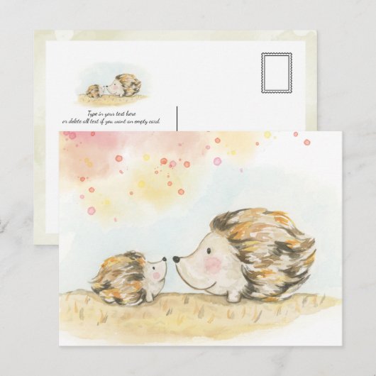 Herbstwald Igel Aquarell Postkarte (Vorne/Hinten)