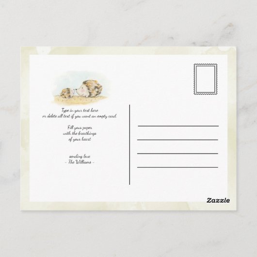 Herbstwald Igel Aquarell Postkarte (Rückseite)