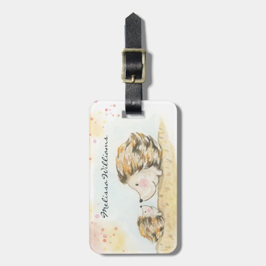 Herbstwald Igel Wasserfarbe Gepäckanhänger (Vorderseite vertikal)