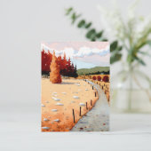 Herbstwald in Aquarelllandschaft Postkarte (Stehend Vorderseite)
