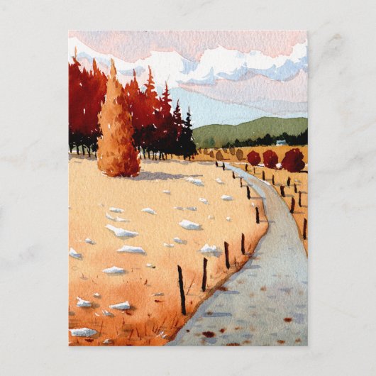 Herbstwald in Aquarelllandschaft Postkarte (Vorderseite)