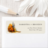 Herbstwald, Kiefernbäume Rückholadresse Etikett (Insitu)