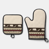 Herbstwald Küchentuch Ofenhandschuh & Topflappen-Set (Vorderseite)