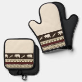 Herbstwald Küchentuch Ofenhandschuh & Topflappen-Set (Vorderseite/Rückseite)