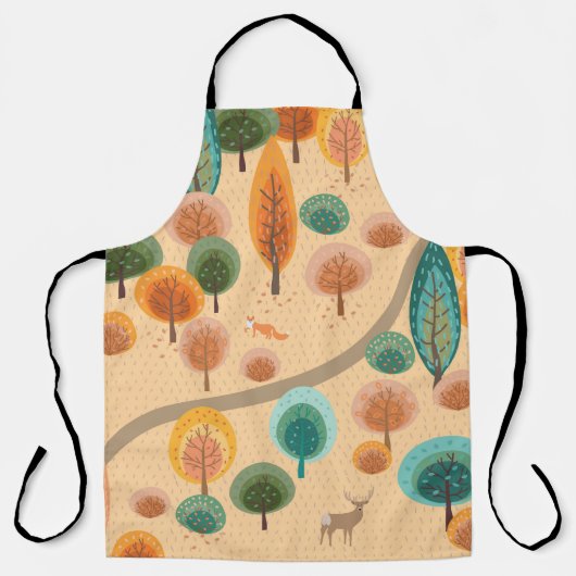 Herbstwald mit abstrakten handgezogenen Bäumen Schürze (Vorderseite)