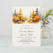 Herbstwald mit QR-Code Herbsthochzeit Einladung (Stehend Vorderseite)