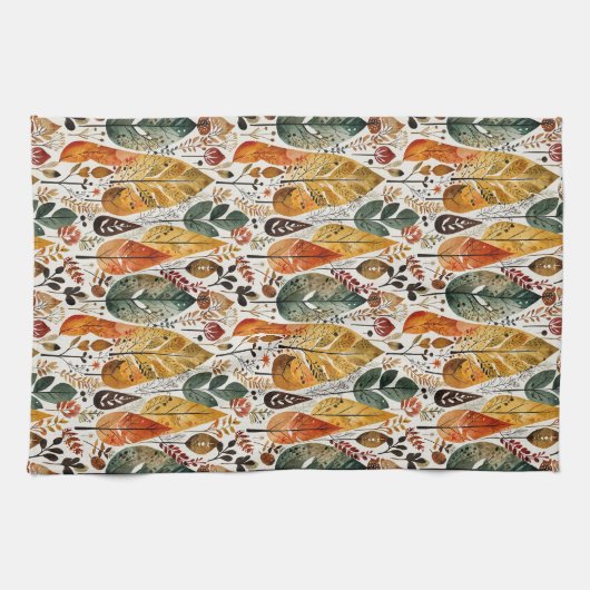 Herbstwald Mitte des Jahrhunderts Geschirrtuch (Horizontal)