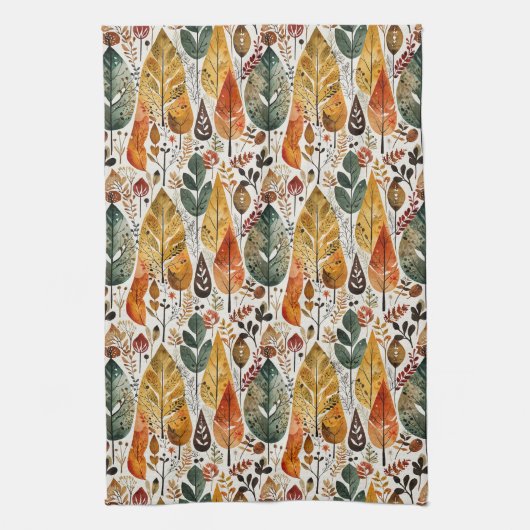 Herbstwald Mitte des Jahrhunderts Geschirrtuch (Vertikal)