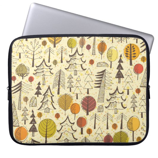 Herbstwald: Nahtloses grafisches Muster. Laptopschutzhülle (Vorderseite)