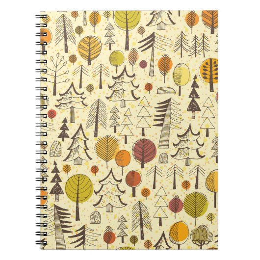 Herbstwald: Nahtloses grafisches Muster. Notizblock (Vorderseite)