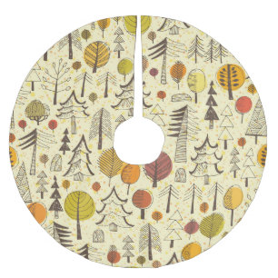 Herbstwald: Nahtloses grafisches Muster. Polyester Weihnachtsbaumdecke