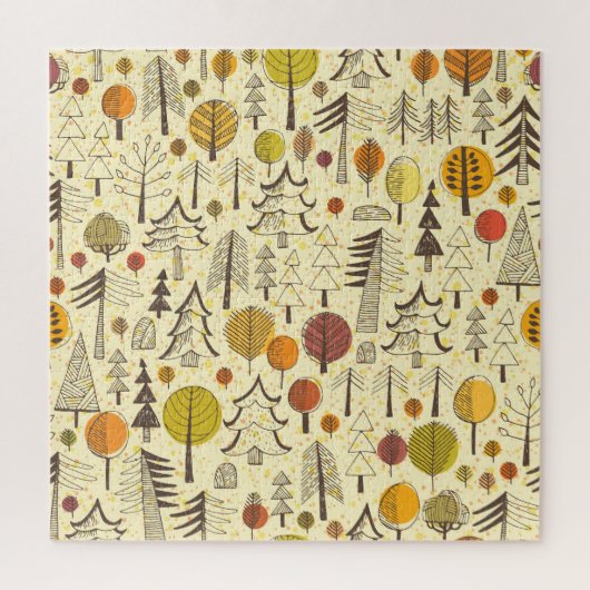 Herbstwald: Nahtloses grafisches Muster. Puzzle (Vertikal)