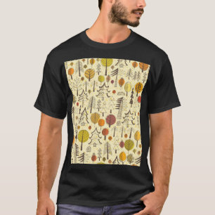 Herbstwald: Nahtloses grafisches Muster. T-Shirt