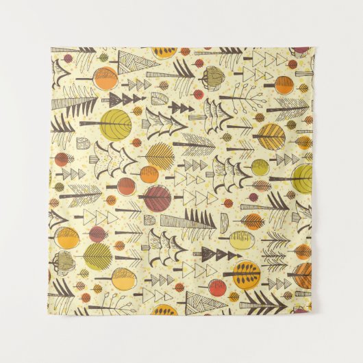 Herbstwald: Nahtloses grafisches Muster. Wandteppich (Vorderseite (Horizontal))