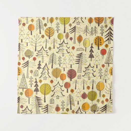 Herbstwald: Nahtloses grafisches Muster. Wandteppich (Vorderseite)