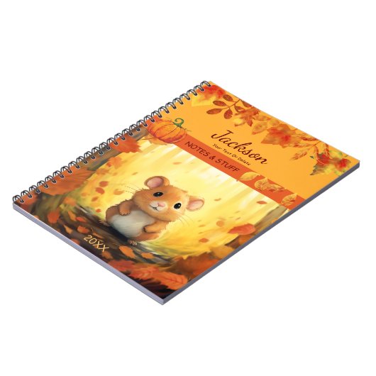 Herbstwald Niedlich Hamster Notebook Notizblock (Linke Seite)