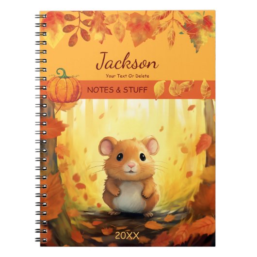 Herbstwald Niedlich Hamster Notebook Notizblock (Vorderseite)