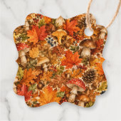 Herbstwald-Pilzmuster | Gemütliche Herbstblätter Geschenkanhänger (Rückseite)