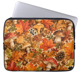 Herbstwald-Pilzmuster | Gemütliche Herbstblätter Laptopschutzhülle