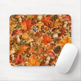 Herbstwald-Pilzmuster | Gemütliche Herbstblätter Mousepad