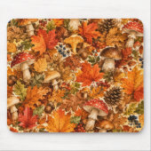 Herbstwald-Pilzmuster | Gemütliche Herbstblätter Mousepad (Vorne)