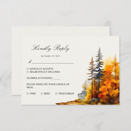 Herbstwald, Pine Trees RSVP-Karte RSVP Karte (Vorne/Hinten)