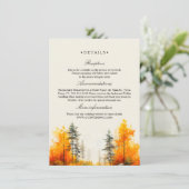 Herbstwald, Pinienbäume Hochzeit Details Begleitkarte (Stehend Vorderseite)