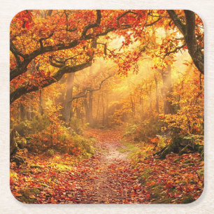 Herbstwald Rechteckiger Pappuntersetzer
