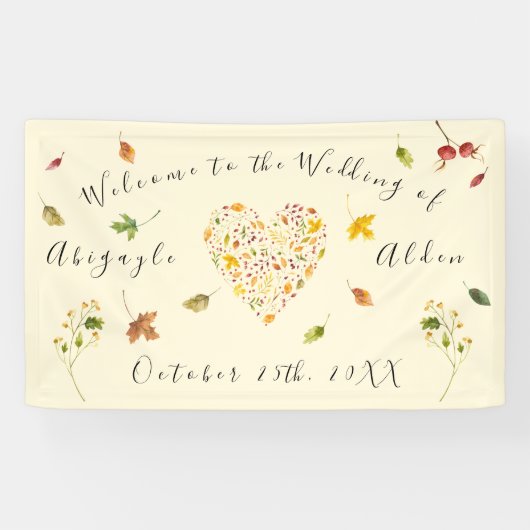 Herbstwald Rustikale Hochzeit Banner (Horizontal)