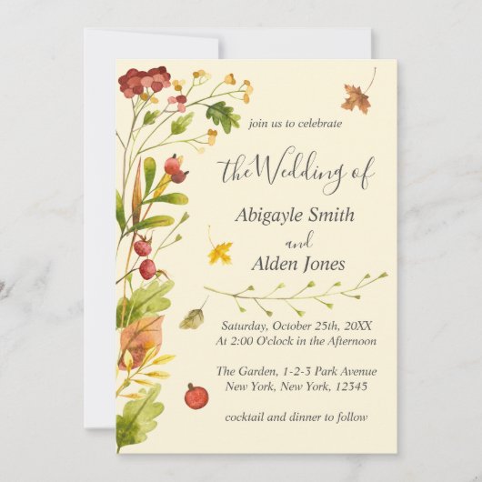 Herbstwald Rustikale Hochzeit Einladung (Vorderseite)