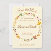 Herbstwald Rustikale Hochzeit retten Datum Einladung (Vorderseite)