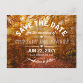 Herbstwald Save the Date Postkarte (Vorderseite)