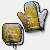 Herbstwald & Sonnenschein - Personalisiert Ofenhandschuh & Topflappen-Set (Vorderseite/Rückseite)