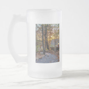 Herbstwald-Sonnenuntergangs-Promenade Mattglas Bierglas