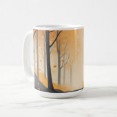 Herbstwald Tasse - Cosy Fall Kaffeebecher mit Holz (Vorderseite Links)