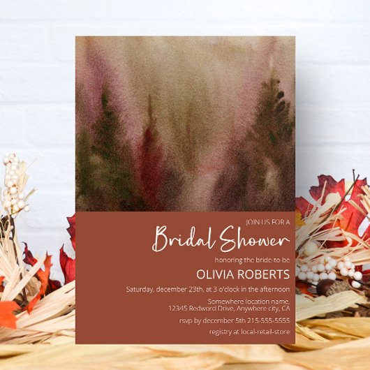 Herbstwald Terracota Brautparty Einladung