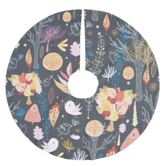Herbstwald: Texturierte saisonale Schönheit. Polyester Weihnachtsbaumdecke (Vorderseite)