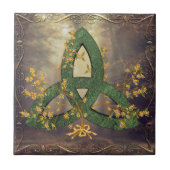 Herbstwald Triquetra Keramik Tile Fliese (Vorderseite)