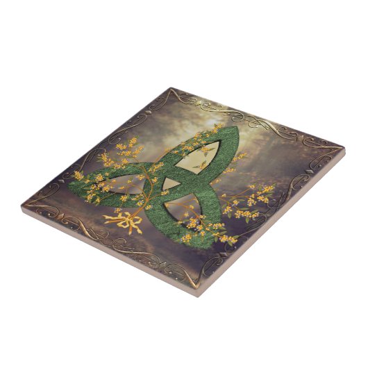 Herbstwald Triquetra Keramik Tile Fliese (Seite)