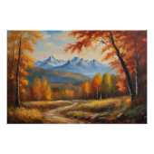 Herbstwald und Berglandschaft Poster (Vorderseite)