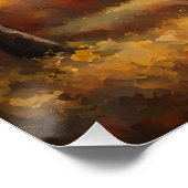 Herbstwald und Berglandschaft Poster (Ecke)