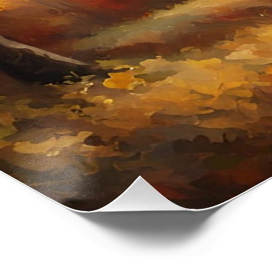 Herbstwald und Berglandschaft Poster (Ecke)