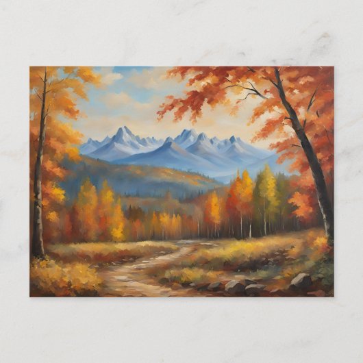 Herbstwald und Berglandschaft Postkarte (Vorderseite)