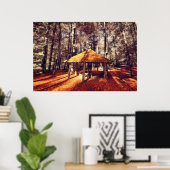 Herbstwald und Chalet Poster (Heimbüro)