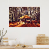 Herbstwald und Chalet Poster (Küche)