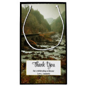 Herbstwald und Flusslandschaft Danke Kleine Geschenktüte (Rückseite)