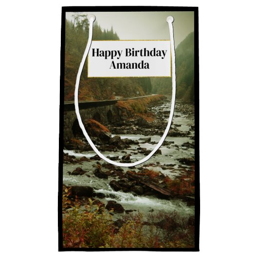 Herbstwald und Flusslandschaft Geburtstag Kleine Geschenktüte (Vorderseite)